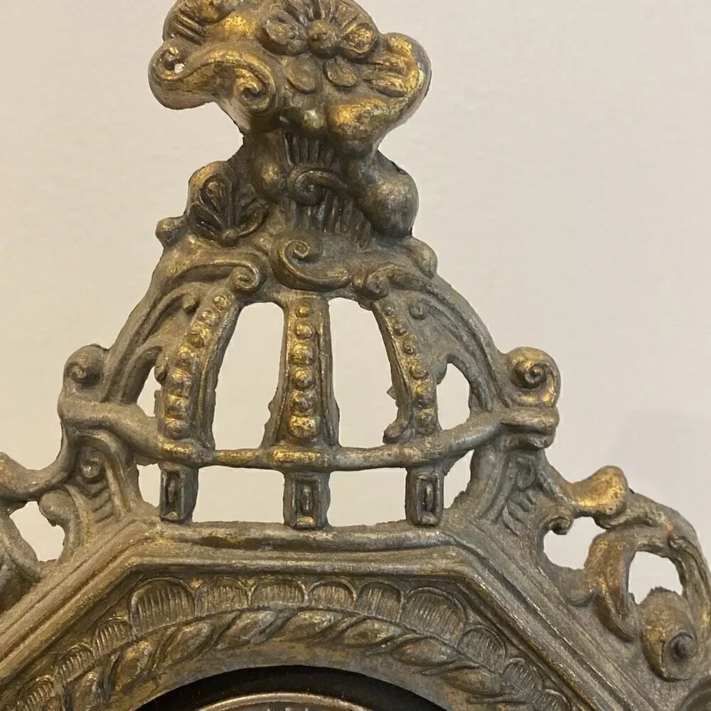 Vintage Lowenthal  Cast Brass Table Mantle Clock Ornate Victorian Style